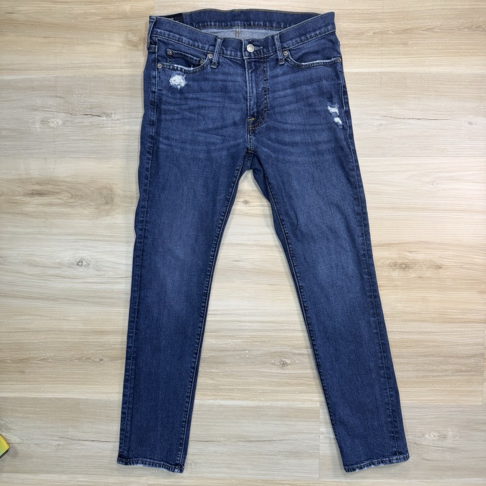 Abercrombie & Fitch Mens Jeans 32x30 Langdon Skinny Distressed Stretch Blue